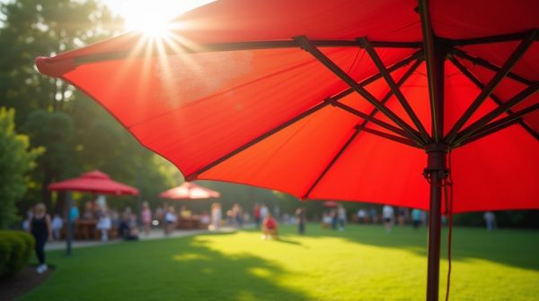 Location parasol rouge diamètre 300 cm : optimiser la protection solaire pour vos événements extérieurs